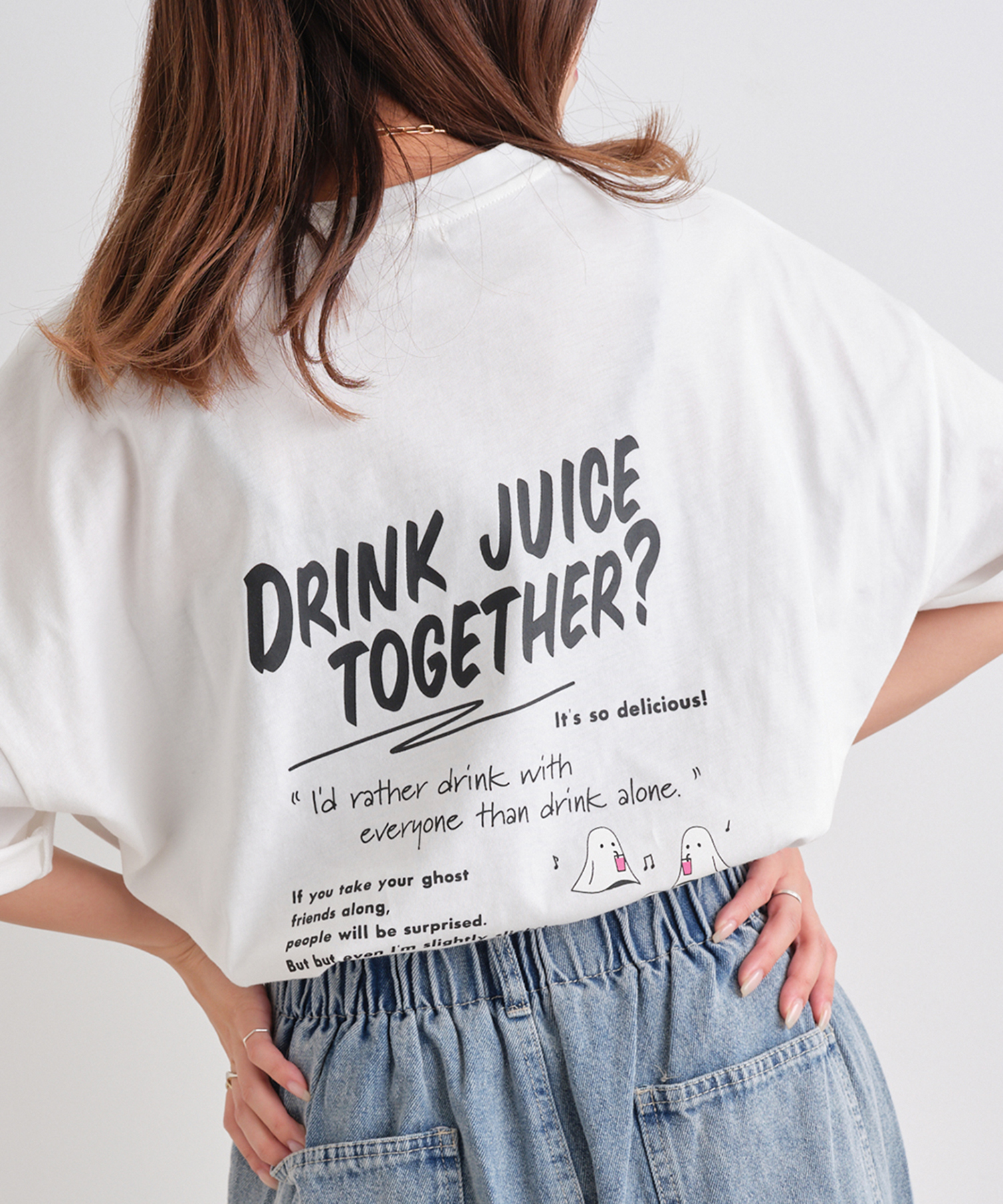 クーポン】【セール 40%OFF】おばけ＆ジュースプリントTシャツ
