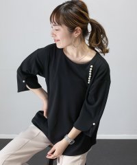 Aletta vita/アレッタ ヴィータ Aletta vita ダブルクロスパールモチーフ7分袖ブラウス/505273177