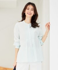 J.PRESS LADIES（LARGE SIZE）/【洗える】 コットンアセVis ストライプ バンドカラー ブラウス/505274052