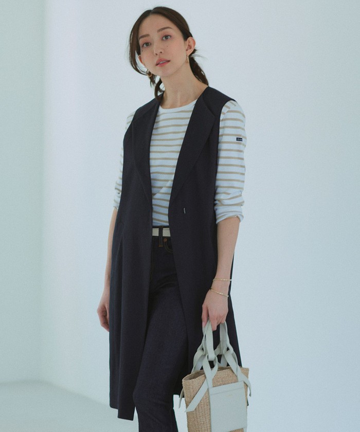 ２３区　ロングジレ　ブラック　未使用 セール】【CLASSY.6月号掲載】リネンレーヨンストレッチ ロング