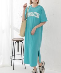 ad thie/Tシャツワンピース 半袖 ロゴスウェット ロゴプリント スリット入り 夏/504177634