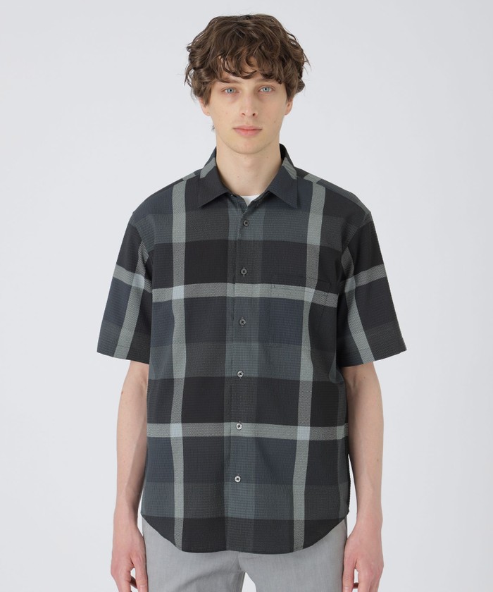セール 21%OFF】トーナルチェックサッカーシャツ(505225776) | BLACK