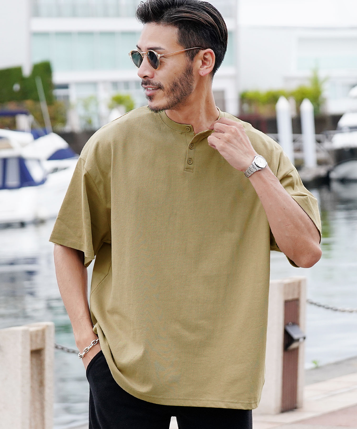 ジギーズショップ JIGGYS SHOP USAコットン ヘンリーネック T ジギーズショップ JIGGYS SHOP USAコットン ヘンリーネック T