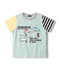 moujonjon/【子供服】 moujonjon (ムージョンジョン) 新幹線電車地図プリント切替半袖Ｔシャツ 90cm～130cm F30873/505275125