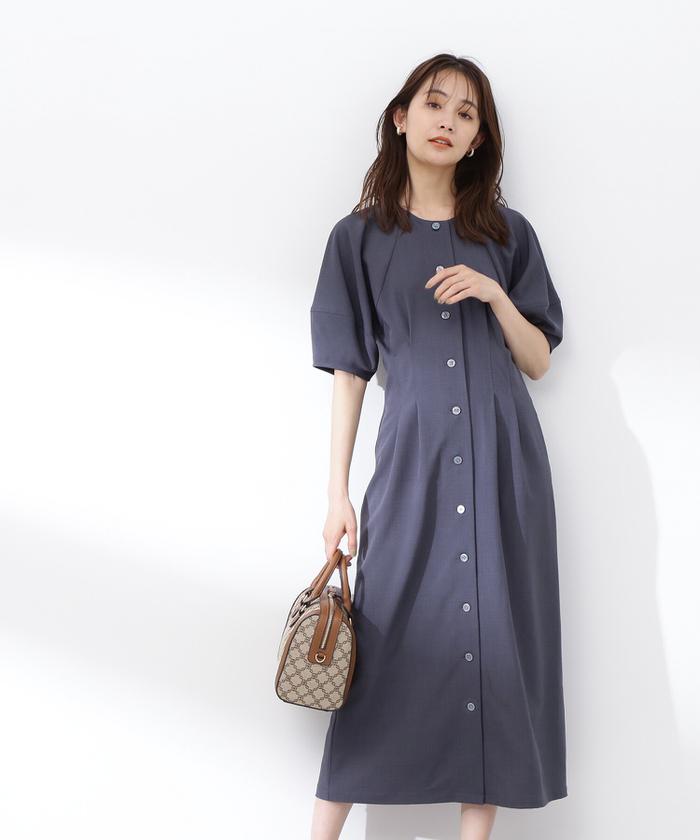 セール】ウエストタック麻調ワンピース《S Size Line