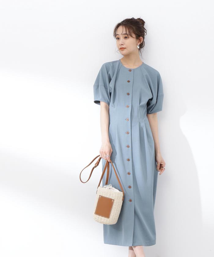 セール】ウエストタック麻調ワンピース《S Size Line