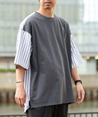 SHIPS any MEN/SHIPS any: ストライプ コンビ リラックス Tシャツ 23SS◇/505278439