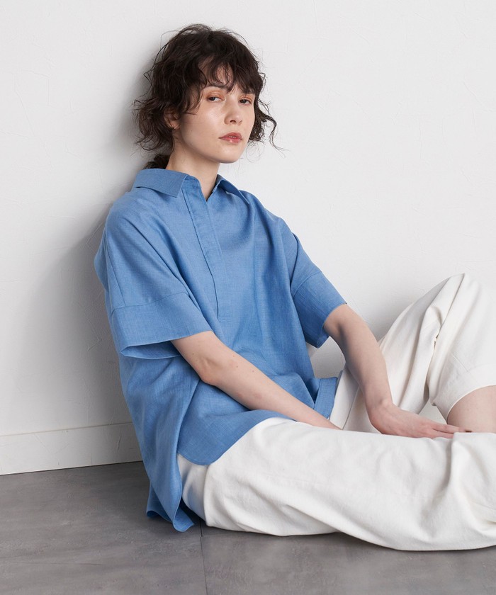 セール 50%OFF】【極】シワになりにくいファージュストレッチブラウス
