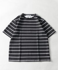 Nylaus select/ボーダー柄 エンボスワッフル 半袖Tシャツ/505279575