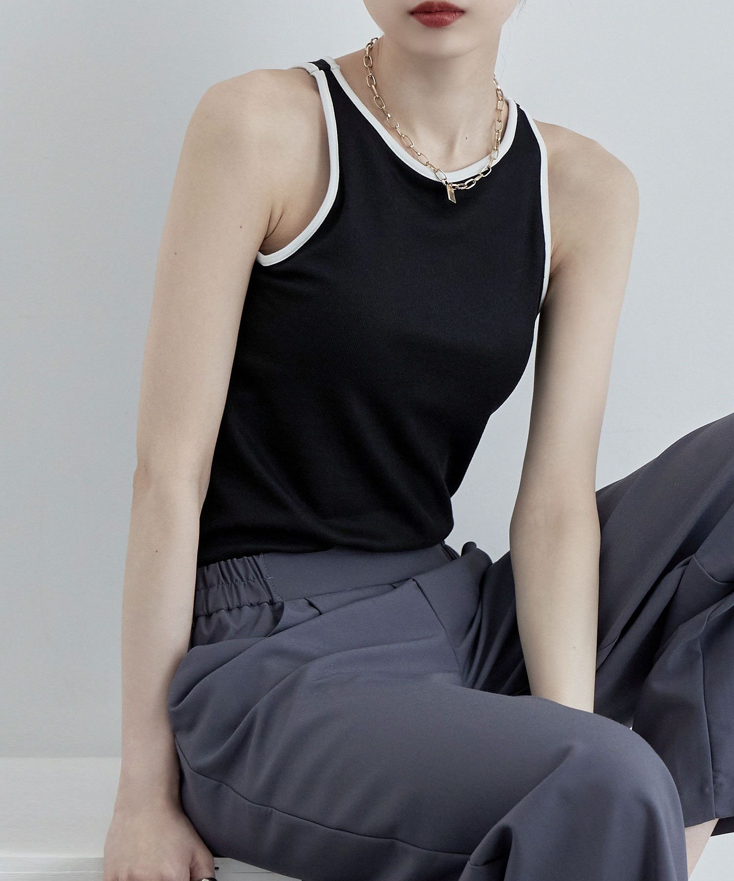 タンクトップ ノースリーブ パイピングディテールノースリタンク レディース SNIDEL｜パイピングディテールノースリタンク | Rakuten Fashion