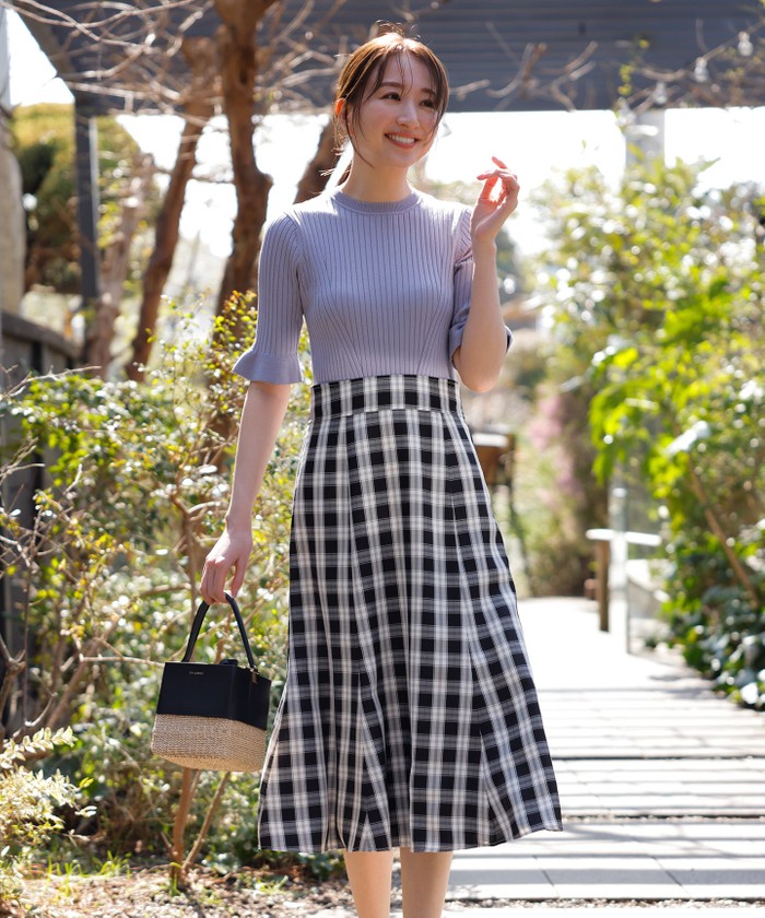 ブルーレーベル クレストブリッジ ブロック チェック フリル
