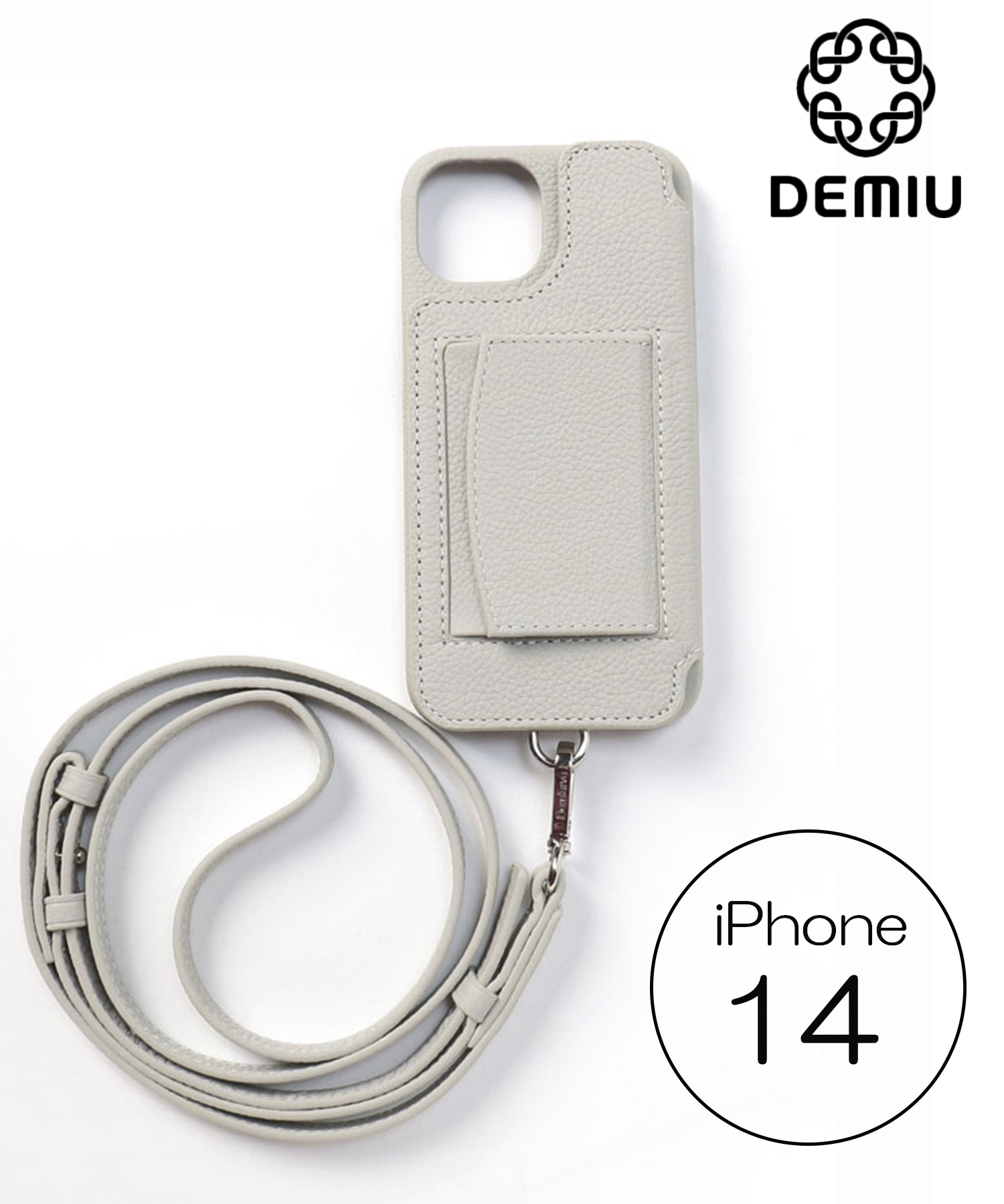 DEMIU iPhone15ケース ストラップ付 ベージュ