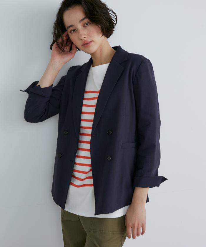セール 70%OFF】イネド INED 《リネンブレンド》ダブルブレスト
