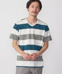 SHIPS MEN/SHIPS: スペック ワイドボーダー/パネル Vネック Tシャツ/505284674