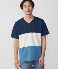 SHIPS MEN/SHIPS: スペック ワイドボーダー/パネル Vネック Tシャツ/505284674