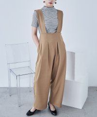 Fashion Letter/ツイル ハイウエストサロペット オールインワン オーバーオール サロペット セットアップ ワイドパンツ ゆったり きれいめ ハイウエスト パラシュートパンツ 無/505285128