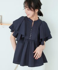 RUIRUE BOUTIQUE/レイヤードケープキーネックブラウス「T1224」/505286061