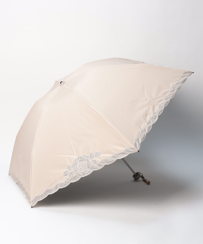 晴雨兼用折りたたみ日傘 オーガンジーローズカットワーク