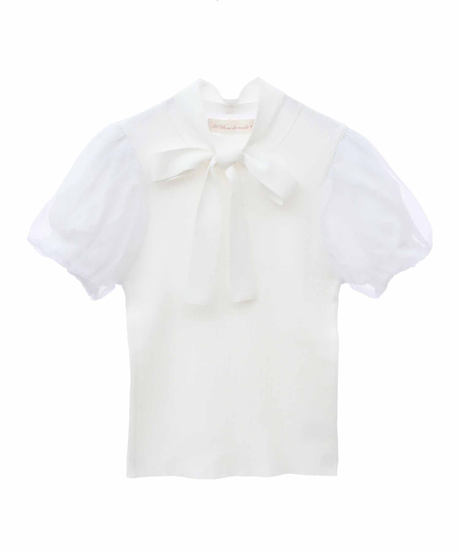 セール 50%OFF】チュールスリーブボウタイニット(505280816