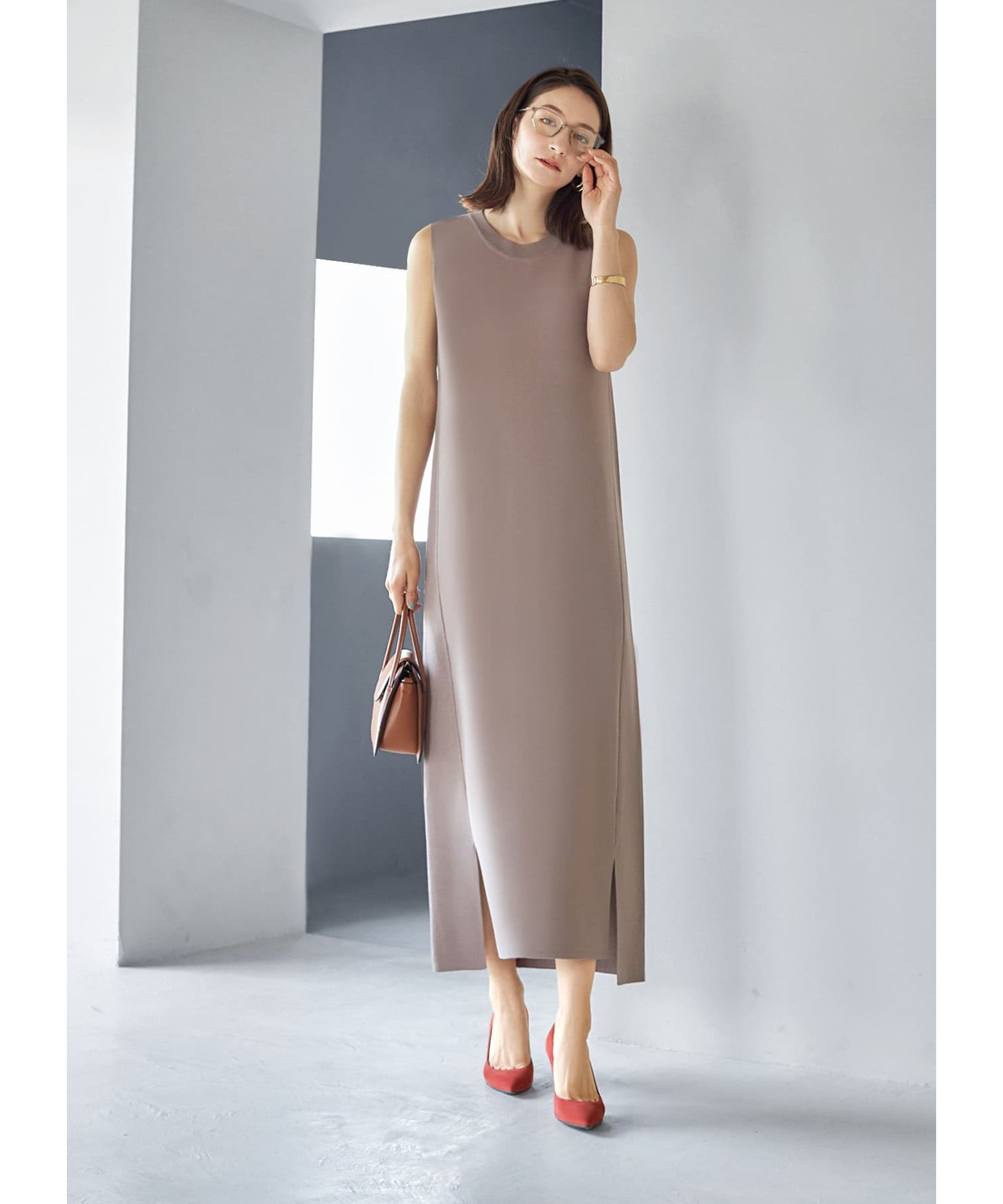 スタイルデリ STYLE DELI 涼感サマーニットロング丈ノースリーブ スタイルデリ STYLE DELI 涼感サマーニットロング丈ノースリーブ