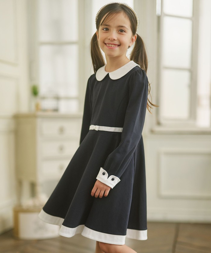 【ボンポワンBonpoint】濃紺ネイビー 長袖 ワンピース 12歳用150㎝ ボンポワンBonpoint】濃紺ネイビー 長袖 ワンピース 12歳用150㎝