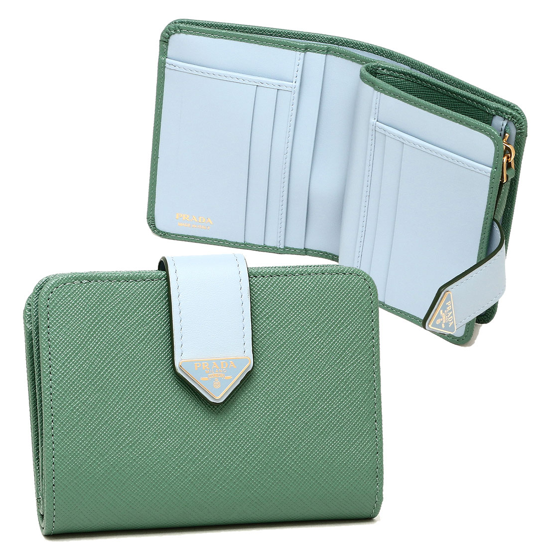 クーポン】【セール 6%OFF】プラダ 二つ折り財布 サフィアーノ
