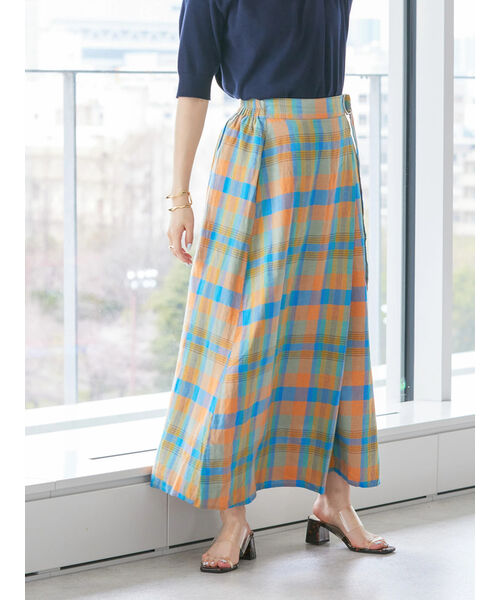 セール 60%OFF】ラップ風チェックスカート(505290806