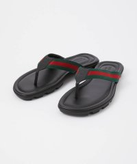 GUCCI/グッチ GUCCI 429362 H91A0 サンダル メンズ シューズ トングサンダル ウェブ レザー ビーチ クラシカル フラット ストライプ ブラック 2/505292253