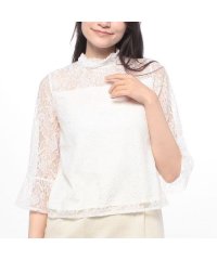 LATO CALLE/襟シャーリングレース裏付ブラウス/505279933
