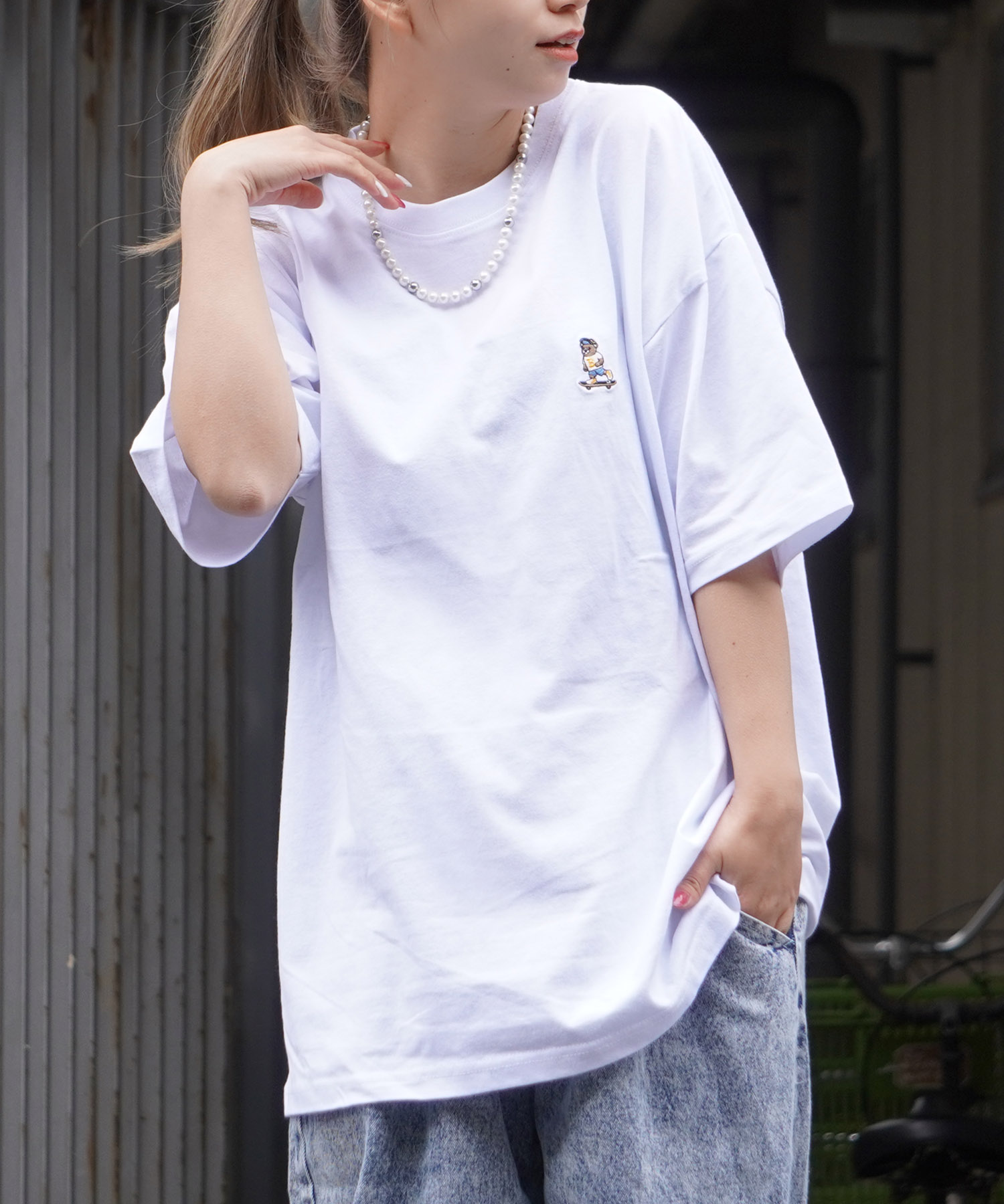 ☆ .o リンク（白 - 半袖シャツ1枚 + ショートパンツ1枚）PXG 半袖】パイロットシャツ 形態安定・幾何学柄白ドビー｜両胸