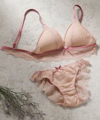 Lingerie by GeeRA/アイラッシュレースのブラレット＆ショーツセット【ノンワイヤーでラクな総レースのワイヤレスブラ】/505261794