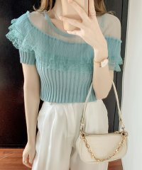 Grandeir/グランディール Grandeir 全3色 デコルテシアーフリルニットトップス/505291945