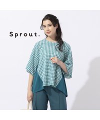 Liliane Burty/【Sprout.】サッカーチェック×スムース　プルオーバーブラウス/505295399