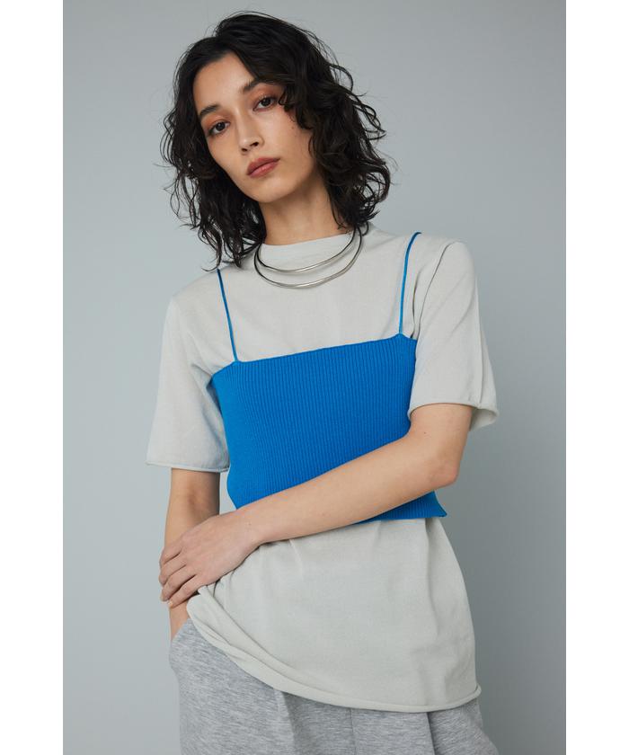 ニット セーター Layerd knit tops　レイヤードニットトップス レディース original layered knit top TOPS Reurie'（レウリィ）