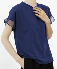 SEU/袖シアープルオーバー チュールフリルスリーブTシャツ シアートップス オフィスカジュアル 韓国ファッション/505297928