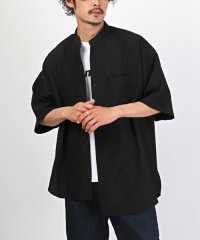 LUXSTYLE/ピンタックドッキングアシメ半袖BIGシャツ/半袖シャツ メンズ レディース アシンメトリー モックネック ドレープ ストレッチ/505298005