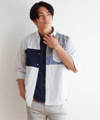 ikka/7分袖ブロッキング切り替えシャツ/505157854