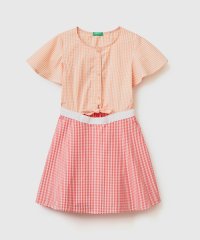 BENETTON (UNITED COLORS OF BENETTON GIRLS)/キッズクルーネックフロントノット半袖チェックワンピースG/505283801