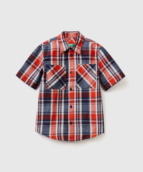 キッズビッグチェック半袖シャツB(505283813) ユナイテッド カラーズ オブ ベネトン ボーイズ(BENETTON (UNITED COLORS OF BENETTON BOYS)) d fashion ユナイテッドカラーズオブベネトン ジャージ ルームウェア