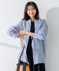 NIJYUSANKU/【WEB限定カラーあり/洗える】LIBECO バンドカラー ビッグシルエット シャツ/505291477