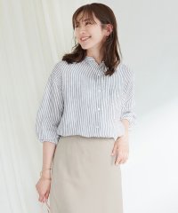 NIJYUSANKU（LARGE SIZE）/【WEB限定カラーあり/洗える】LIBECO バンドカラー ビッグシルエット シャツ/505291479