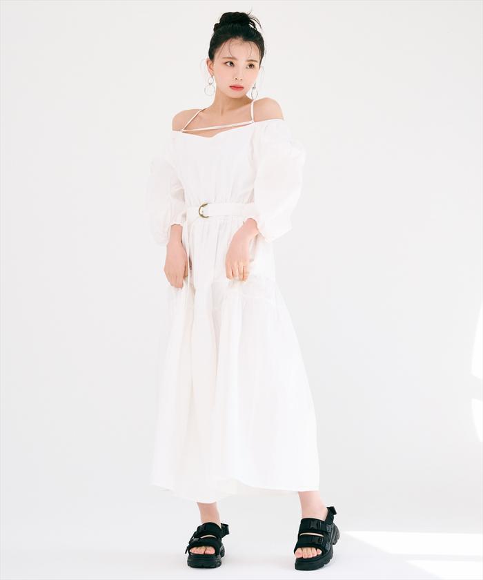 Alberto Makali☆ボリューム袖がお洒落なレッドワンピース RED ORANGE ONEPIECE（ワンピース）｜marjour（マージュール）の