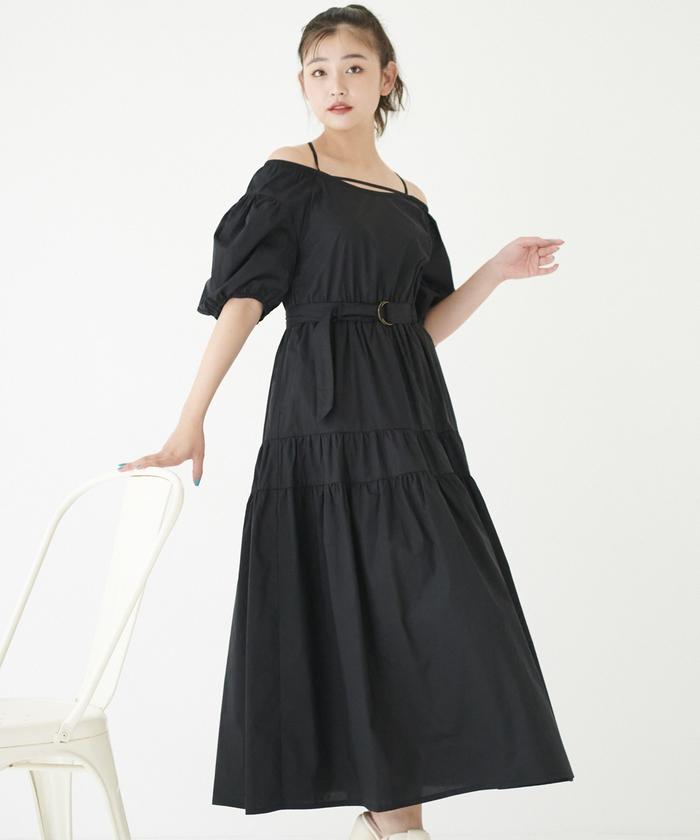 セール 60%OFF】オフショルボリューム袖マキシワンピース