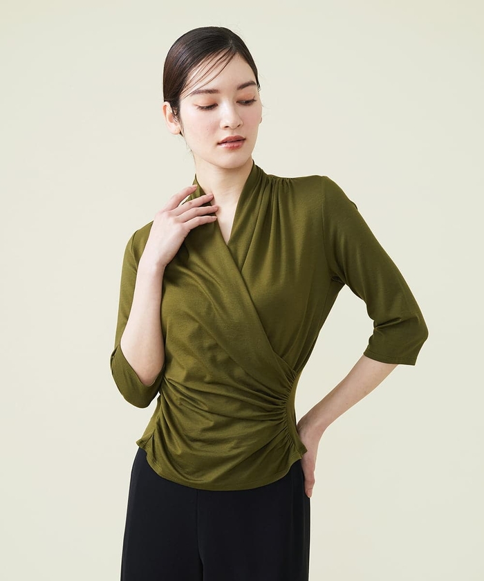 セール 50%OFF】リヨセル天竺カシュクールカットソー(505304168