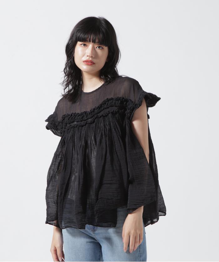 福袋売れ残りセール セール】RHODOLIRION/ロドリリオン FRILL SHIRRING COTTON SILK トップス