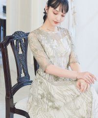 niana/niana ニアナ 結婚式 ワンピース パーティードレス 総レース シアー 5分袖 刺繍 レース ロング バックリボン 小さいサイズ 大きいサイズ ロング丈 ミ/504302261