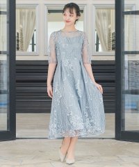 niana/niana ニアナ 結婚式 ワンピース パーティードレス 総レース シアー 5分袖 刺繍 レース ロング バックリボン 小さいサイズ 大きいサイズ ロング丈 ミ/504302261