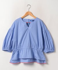 LA JOCONDE/ラ ジョコンダ LA JOCONDE 【大きいサイズ】【洗える】ドローストリング ストライプブラウス/505295876
