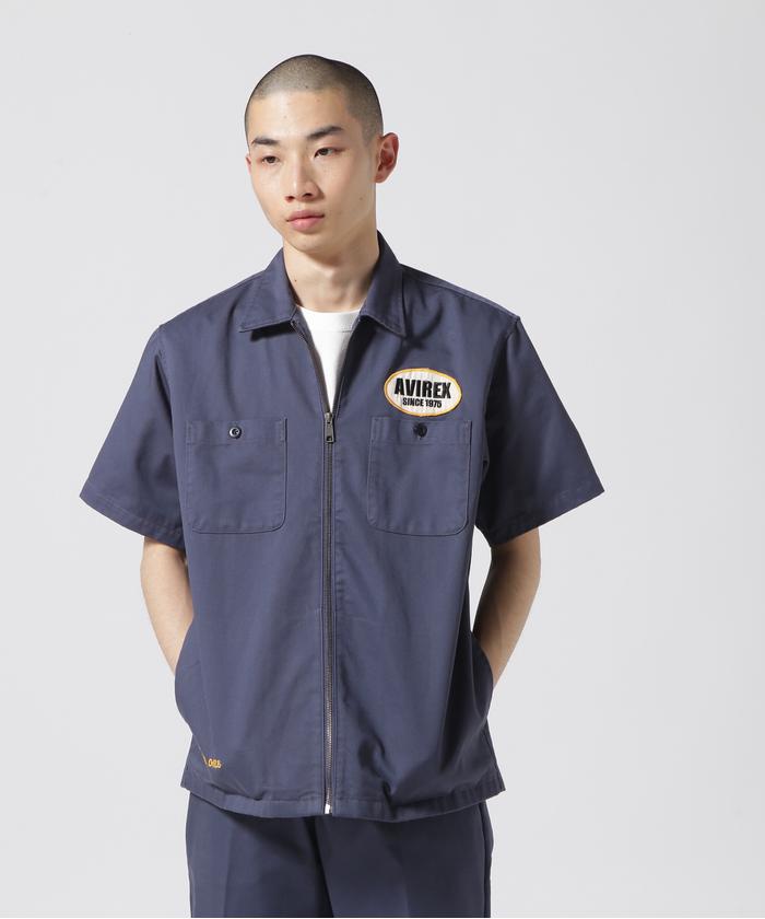 WEB&DEPOT限定》SHORT SLEEVE ZIP UP WORK SHIRT /ジップアップ ワークシャツ / AVIREX  (505306998) | AVIREX(AVIREX) - d fashion