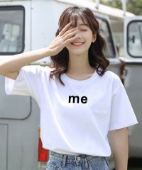 shoppinggo/夏服 tシャツ ハート 半袖 カラーtシャツ 丸首 スポーツ カジュアル おしゃれ シンプル 体型カバー ホワイト/505307607